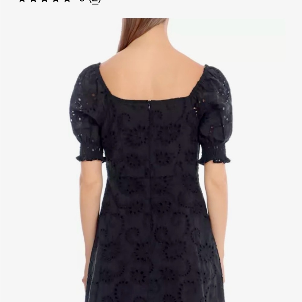 Avec Les Filles Anthropologie Black Eyelet Peasant Dress Size Large - Picture 2 of 10